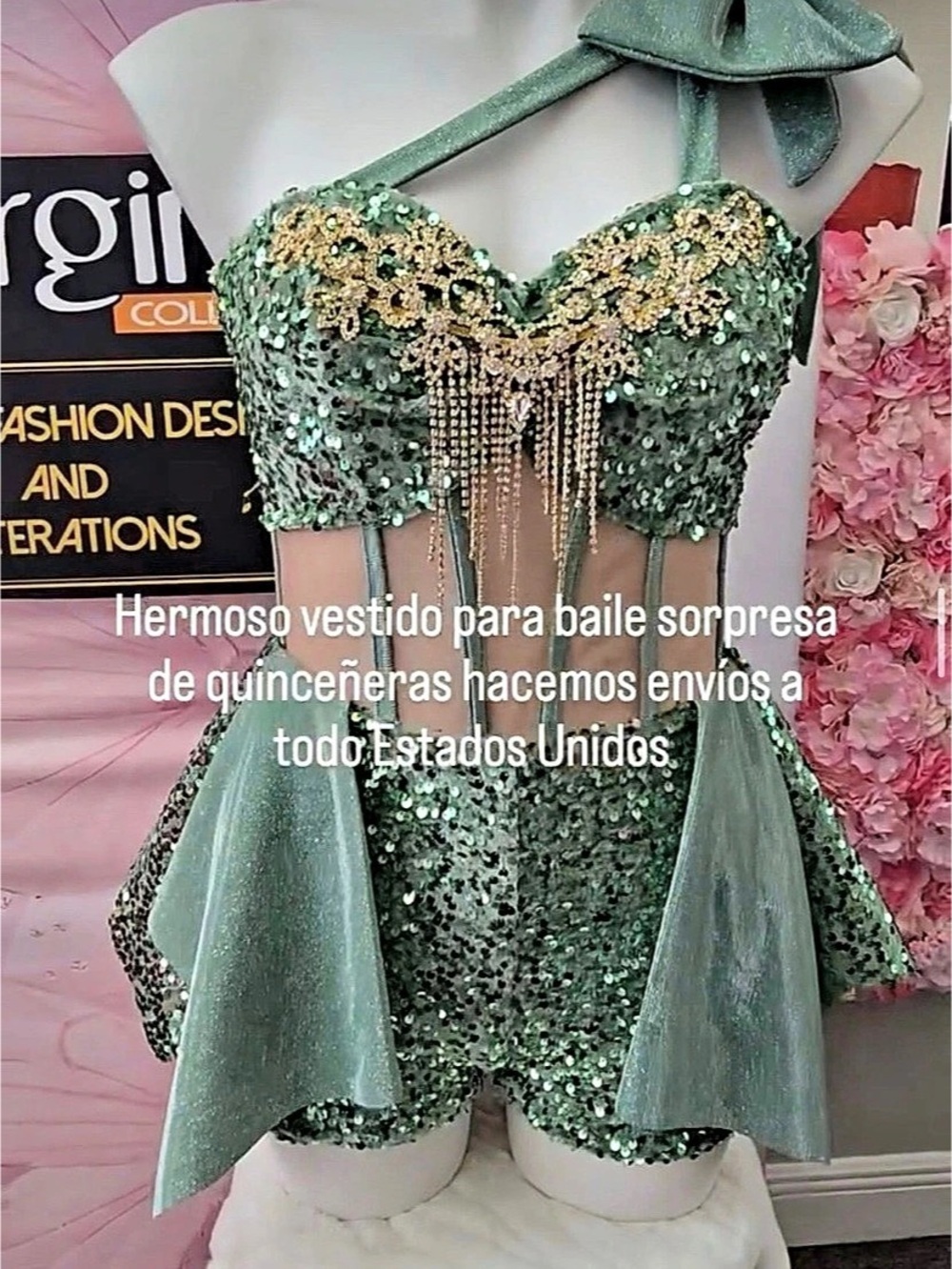 Green Sequin Mini Dress